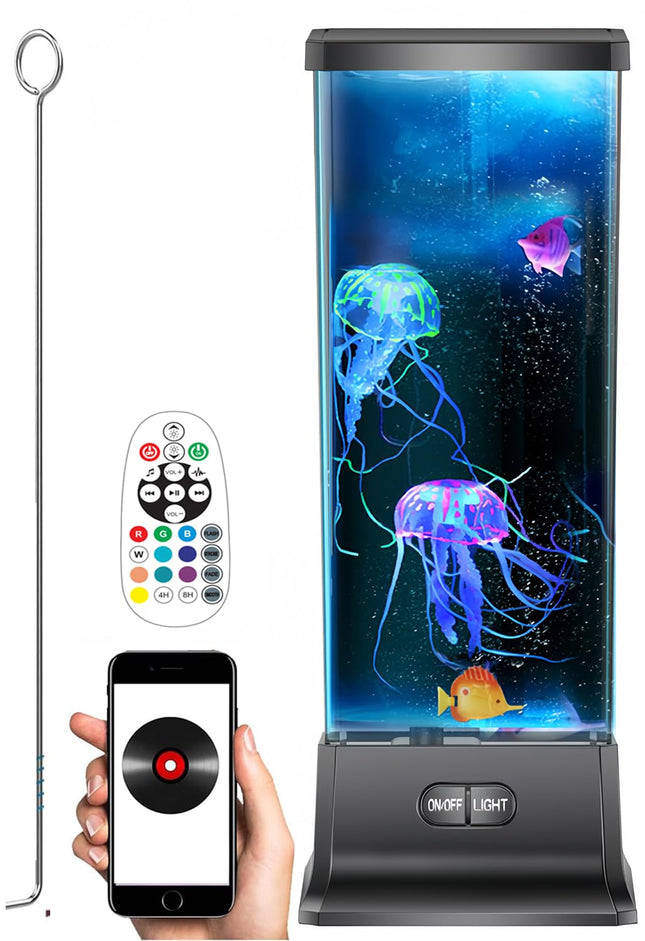 CALOVER s for Kids Boy Girl Men Women Birthday Christmas Thanksgiving All Holiday Jellyfish Lamp with Music Bluetooth Speaker Table Sensory Night Mood Light