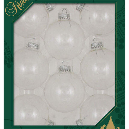Christmas by Krebs [8 Pack] Clear with Silver Caps 2 5/8" (67mm) Ornament Designer Seamless Craft Glass Ball