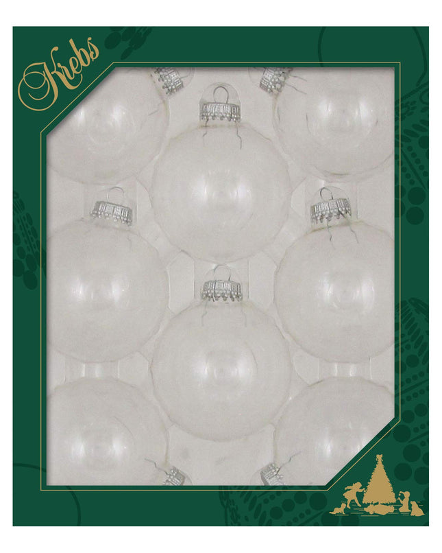 Christmas by Krebs [8 Pack] Clear with Silver Caps 2 5/8" (67mm) Ornament Designer Seamless Craft Glass Ball