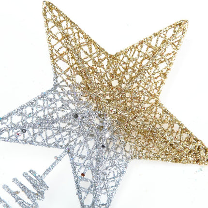 Christmas Tree Topper Star Hollow Out Treetop Xmas DIY Christmas Tree Gold Silver Gradient Sparkle Stars Ornaments Accessories