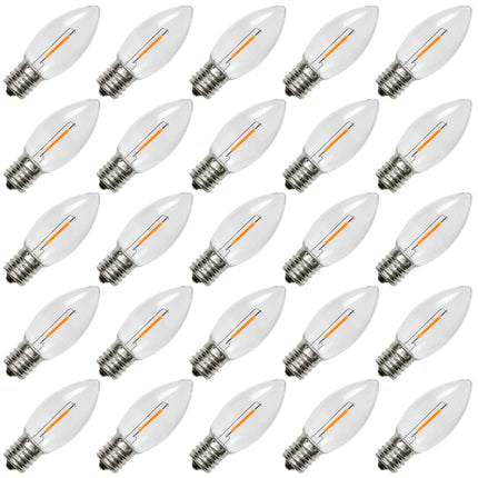 25 Pack C9 LED Replacement Light Bulb, C9 LED Bulbs for Christmas Outdoor String Lights, E17 Intermediate Base, Commercial Grade Holiday Bulbs 2200K