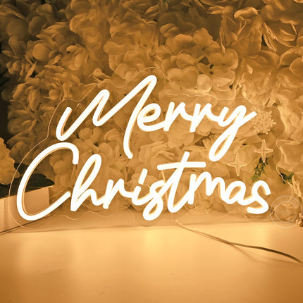 Britrio Merry Christmas Neon Sign LED Neon Light Wall Decoration for Bedroom Holiday Christmas Party Business Store Window Home Decor Hanging Ornament Xmas Indoor 5V USB 15.75” Warm White