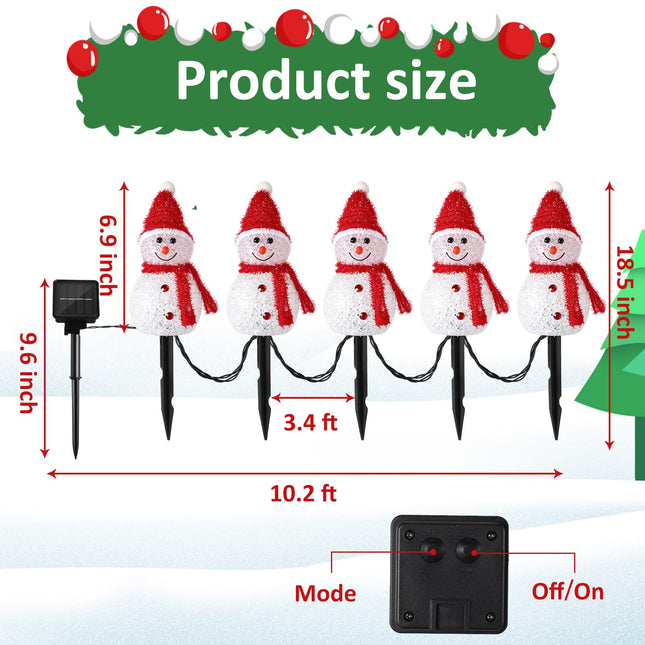 Retisee 2 Sets Snowman Christmas Pathway Stakes Lights with 5-in-1 Waterproof Holiday Walkway Light Outdoor Solar Snowman Santa Lights Christmas Yard Decorations Waterproof Lights for Patio Yard Porch