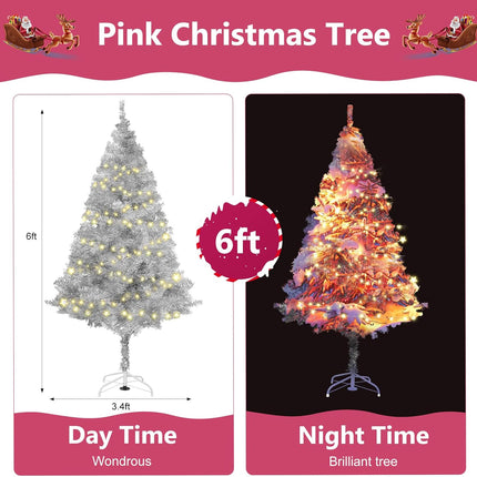 Arthas 6' Ft Tinsel Christmas Tree for Home Décor Xmas Holiday Seasonal Sparking Gorgeous Folding Artificial Christmas Tree (Silver)