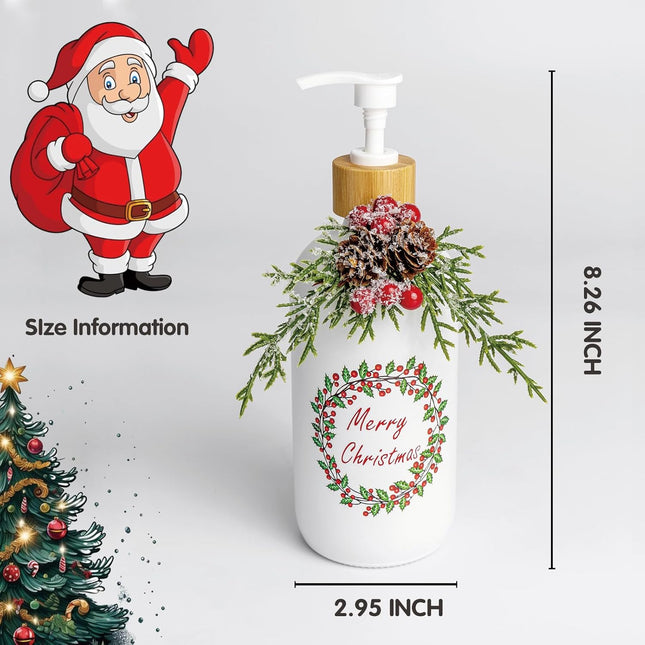 Christmas Soap Dispenser,Christmas Decoration Bathroom Hand Soap Dispenser and Christmas Kitchen Decor,Cute Christmas Soap Pump for Farmhouse Indoor Christmas Bathroom Decor（8.26inch）