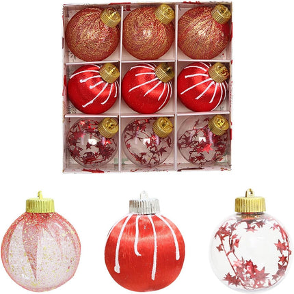 3.14 Inch Red Silk Christmas Ball Ornaments, 9 Pcs Satin Christmas Tree Hanging Ornaments Wreath Garland Decor Xmas Balls for Home, Holiday, Wedding, Xmas Hanging Decorations