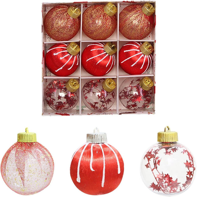 3.14 Inch Red Silk Christmas Ball Ornaments, 9 Pcs Satin Christmas Tree Hanging Ornaments Wreath Garland Decor Xmas Balls for Home, Holiday, Wedding, Xmas Hanging Decorations