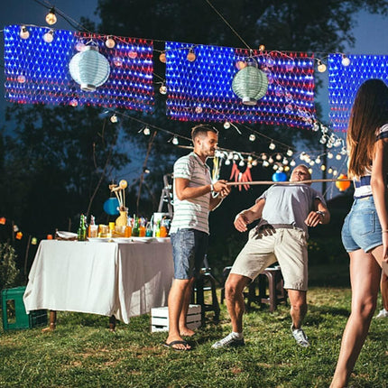 PUHONG American Flag Lights, 420 LED USA Flag Net Lights, Outdoor Waterproof Patriotic Ornaments for Independence Day National Day July 4th Memorial Day Christmas Year Party Yard Decoration