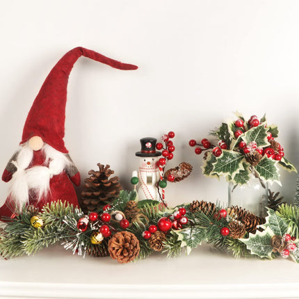 24 Pcs Artificial Christmas Pine Picks Christmas Berries Artificial Stem with Pinecones Apples Bells Christmas Flower Picks for Christmas Tree Wreath Arrangement Winter Holiday Decor