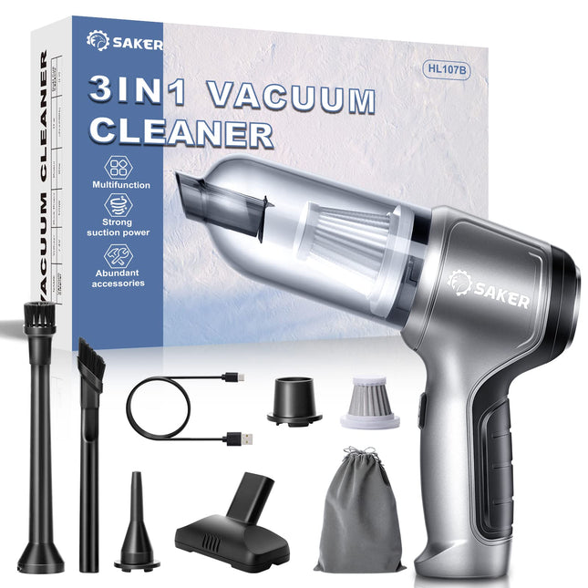 Saker Mini Vacuum Cleaner For Car,3 In 1 Keyboard Vacuum Cleaner Wireless Handheld,Car Vacuum With Brushless Motor 12000Pa High Power And Typec,Portable Vacuum Cleaner For Car,Office And Home Cleaning
