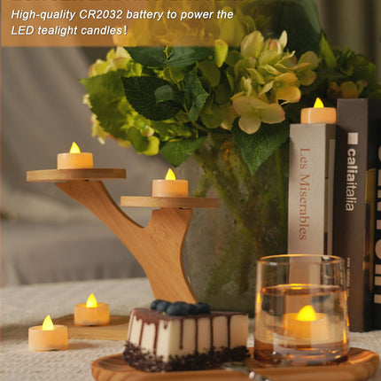 BEICHI 24 PCS Flameless TeaLights Candles with Timer, 6 Hours On and 18 Hours Off in 24 Hours Cycle Automatically, Battery Operated LED Tea Lights Flickering Votive Candles Timer Warm Yellow Light