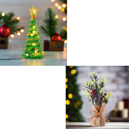 Lighted Tabletop Christmas Tree with Star Topper and Mini Christmas Table Tree