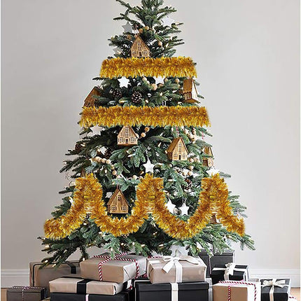 Crafare Gold Metallic Tinsel Garland 40 Feet Twist Garland Ceiling Hanging for Holiday Christmas Tree Decorations Wedding Birthday Party Supplies