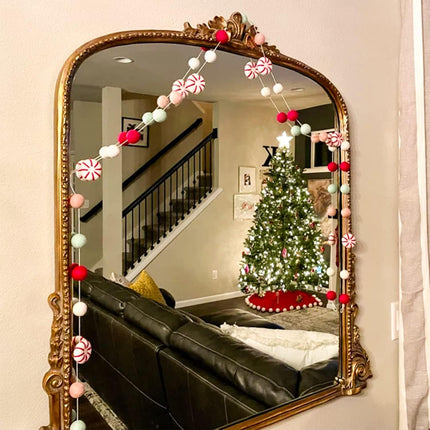 Christmas Garland Felt, Christmas Decor, Peppermint Decor, Peppermint Garland, Winter Decor, Candy Garland, Felt Balls for Christmas Tree, Mantel, Kids Bedroom, Living Room, Nursery