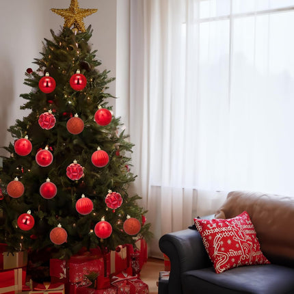 41ct Christmas Balls Shatterproof Hanging Decorations Set for Xmas Tree Garland Ornaments (Red, 2.36''/60mm)