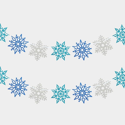 2 Pieces Snowflake Garland Banner Christmas Hanging Decorations, Winter Wonderland Decorations Frozen Birthday Party Supplies, Paper Snowflake Streamer for Holiday Year Party Home Decor