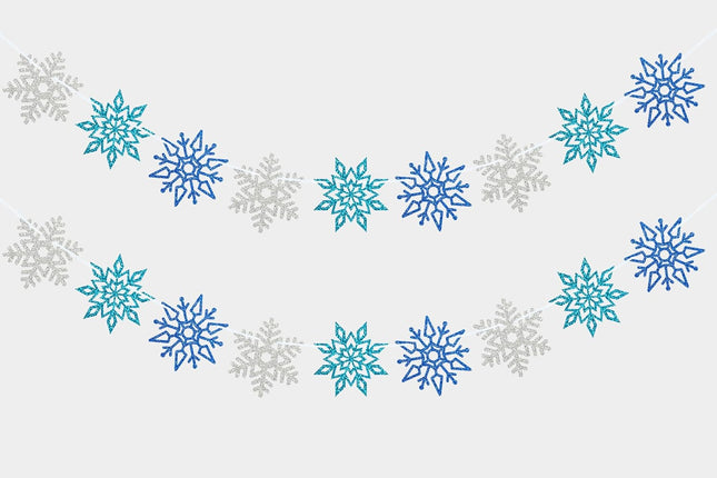 2 Pieces Snowflake Garland Banner Christmas Hanging Decorations, Winter Wonderland Decorations Frozen Birthday Party Supplies, Paper Snowflake Streamer for Holiday Year Party Home Decor