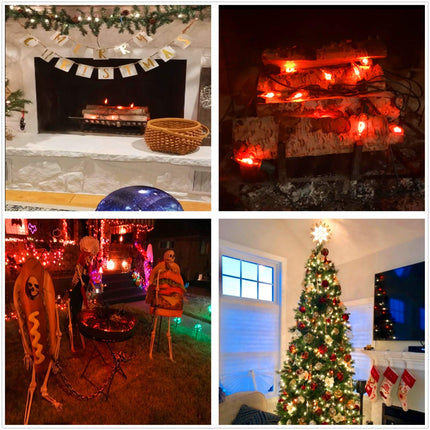 SUNSGNE Christmas Flicker Flame String Lights, 10Ft Amber Flame Lights Outdoor Patio Lights C18 Christmas String Lights for Outdoor Halloween Christmas Decoration- Green Wire