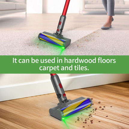 Vacuum Cleaners Parts For Dyson V7 V8 V10 V11 V15, Roller Brush Power Head With Green Dust Light, Motorhead Hardwood Floor Attachments For Vacuum