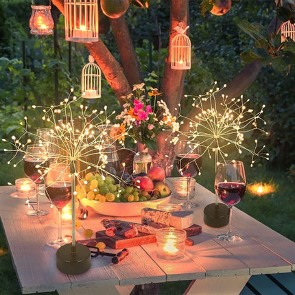 2Pack Firework Table Lamp, 120LED Firework Dandelion Copper Wire String Branch Atmosphere Decorative Desk Lamp USB/Battery Powered 8Modes for Bedroom Dinner Christmas Banquet Wedding Party