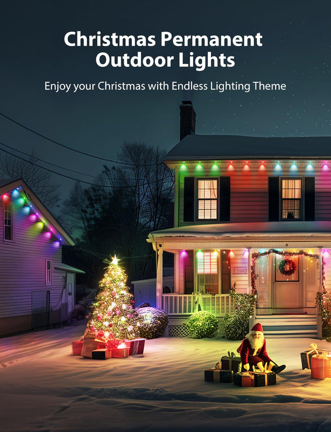 Permanent Outdoor Lights, Smart RGB Outdoor Lights for House, 150ft with 108 LED, IP67 Waterproof LED Lights for Christmas Decorations, Work with Remote, APP, Alexa, Google Assistant