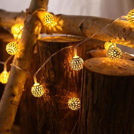 String Lights Indoor 40 LED Moroccan Fairy Lights Battery Operated with 8 Modes Outdoor String Lights Waterproof Globe String Lights for Home Patio Wedding Diwali Christmas Decor, Warm White