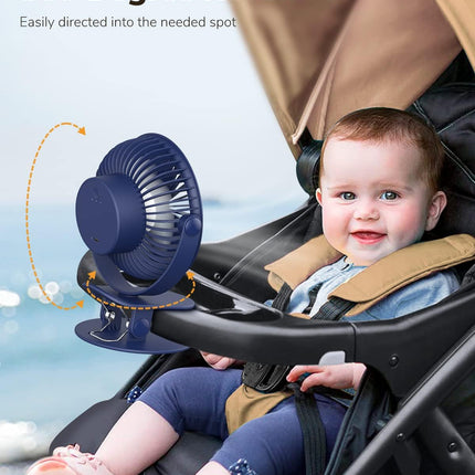 Cafele Stroller Clip On Fan, 【Ultra Quiet】 Rechargeable Battery Operated Personal Fan Strong Airflow, 4 Speeds Max 24Hrs 6Inch