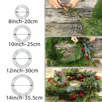 3pcs Round Metal Wire Circle Wreath Frame Form Hanger with Flexible Paddle Wire for Crafts,Christmas Wreaths Tree,Garland,Floral Flower Arrangements, Year and Holidays Decor (Green, 8")