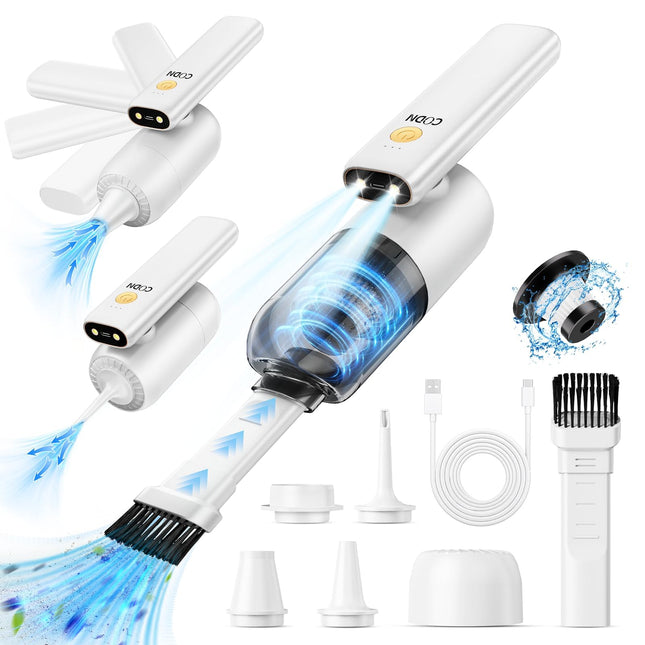 Handheld Car Vacuum Cleaner, 4 In 1 Vacuum Cleaner 15000Pa, 180° Rotatable 120W Power Car Vacuum Cleaner With Led Light And Nozzles For Car, Home