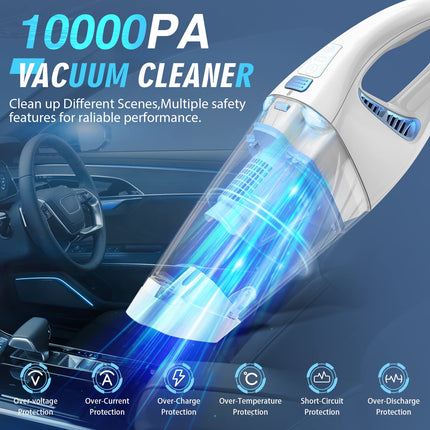 Handheld Vacuum Cordless, Mini Car Hand Held Vacuum With Powerful Suction, Portable Hand Vacuum Rechargeable With Led Light For Pet Hair Keyboard Dust Office And Home Cleaning