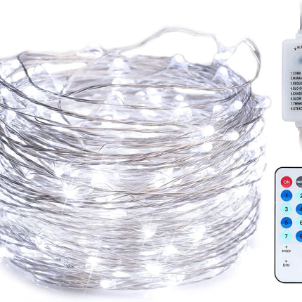 USB Fairy String Lights, 40FT 120LED Firefly String Lights, 8 Lighting Modes Twinkle Lights for Bedroom Halloween Christmas Tree Wreath Party Wedding Baby Shower Decoration, Pure White