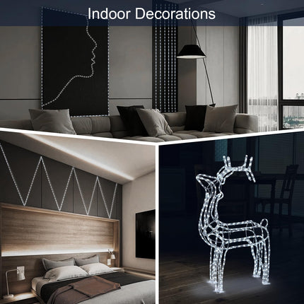 LED Rope Lights Outdoor, 108 LEDs 16Ft Connectable and Flexible Strip Lights with Holder, 110V Plug Waterproof Classic Clear Tube Lights for Indoor Outdoor Tree Garden Party Wedding Christmas (White)