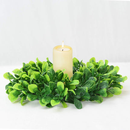 Lvydec 2 Pack Artificial Boxwood Wreath - 11" Mini-Sized Boxwood Wreath Green Candle Wreath for Wall Window Home Decoration