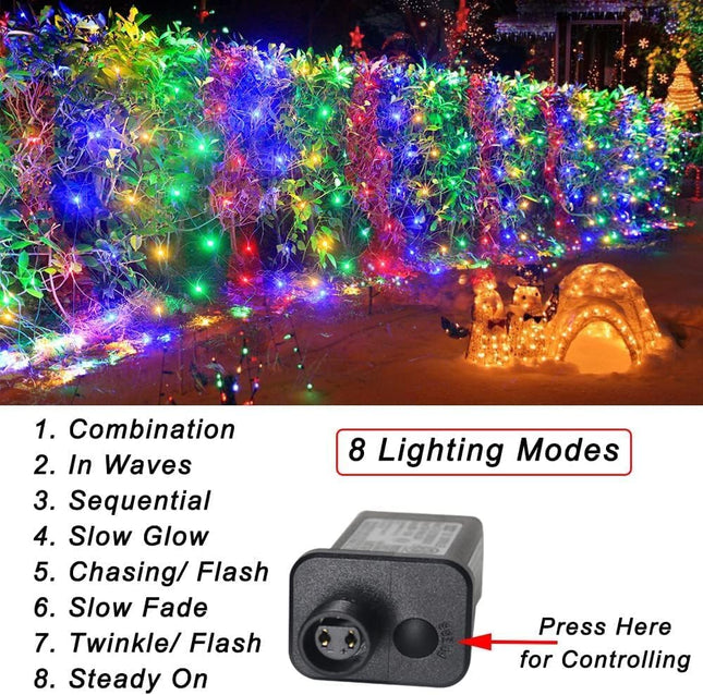 Colorful Net Lights, 360 LED Outdoor Christmas Net Lights, 21x5 ft Net Mesh Lights for Bushes, 8 Modes Waterproof Twinkle String Lights Connectable for Halloween Hedge Yard Garden Party Decor