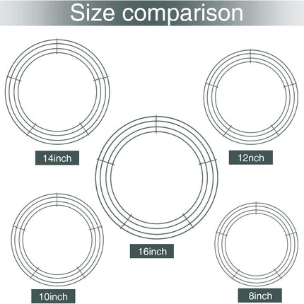 15 Pieces Metal Wire Wreath Frames Round Green Floral Wire Wreaths Flat Wire Wreath Making Rings Holiday Wire Wreath Forms for Christmas Year Valentine's Day Wreath Garland, 8 Inches