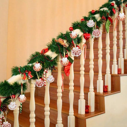 Christmas Seashells Beach Ornaments 10pcs, 2-3 Inch Hanging Scallop Shells for Decorating, Natural Beach Decorations for Home DIY Decor Wreath