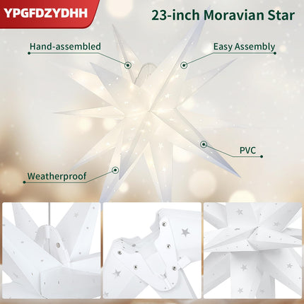 23" 3D Moravian Star Tree Topper -Enhanced LED Christmas Tree Topper Lamp with 100 Lights & Timer Function, Moravian Lighted Star Used To Decorate Christmas Trees, parties,Courtyards,events