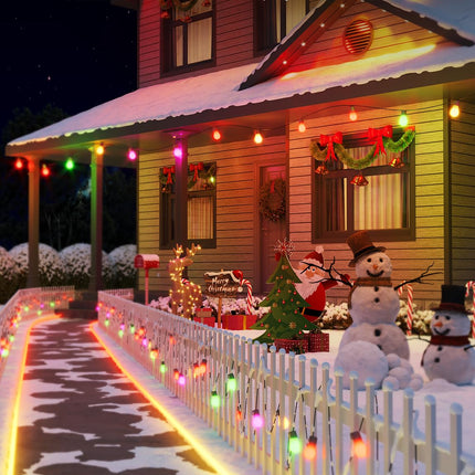 Govee Smart Outdoor String Lights H7021, RGBIC Warm White 96ft (2 Ropes of 48ft) LED Bulbs for Christmas Decorations Outdoor, WiFi Patio Lights Work with Alexa, Google, APP Control, IP65 Waterproof