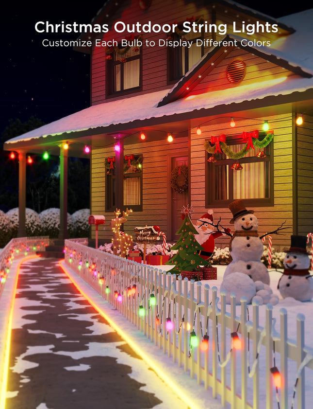 Govee Outdoor String Lights H7015 with 15 Dimmable RGBIC LED Bulbs, 48ft IP65 Waterproof Shatterproof Christmas Decorations, Color Changing Warm White Lights with 47 Scene Modes for Christmas