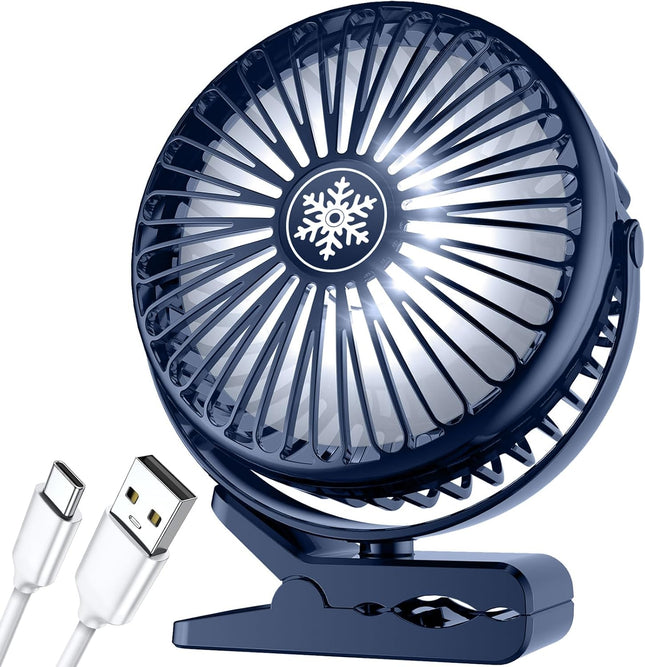 10000Mah Portable Fan Rechargeable, Battery Operated Desk Clip On With Led Light, 3 Modes 360 Rotation Personal Usb Small