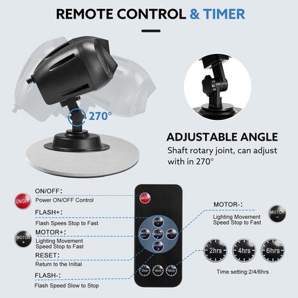 Outdoor Snowflake Projector Lights, IP65 Christmas Snow Projector, Rotating Dynamic Snow Landscape Projection Lamp with Remote Control, for Halloween, Xmas, Year, Parties, Weddings, and Patios