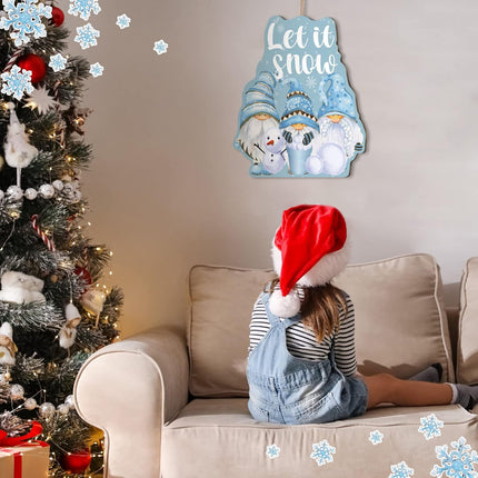 Christmas Welcome Sign Wooden Winter Gnome Door Sign 10x13 Inches Gnome Hanging Plaque Decor Hanging for Holiday Winter Home Window Wall Indoor Outdoor (Charming)