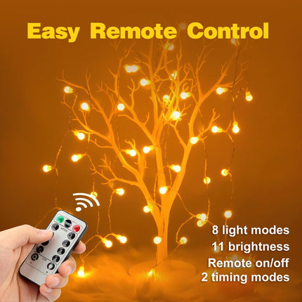 XZAI Globe String Lights, Crystal Globe Fairy String Lights Battery Operated with 33 Foot 80LED, Remote, IP67 Waterproof Indoor Outdoor Hanging Decorative Lights for Home Party Patio Garden
