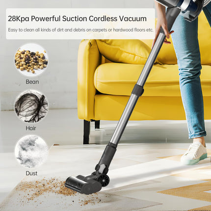 Cordless Vacuum Cleaner 28Kpa, Stick Vacuum Cleaner Cordless With 7 Power Modes, 50 Mins Runtime Vacuum Cleaners For Home Hardwood Floor And Carpet, Pet Hair