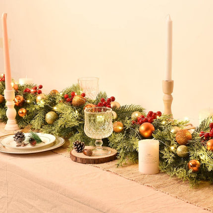 Pine Christmas Garland, 6Ft Christmas Greenery Garland Realistic Cedar Garland Cypress Garland for Holiday Mantel Fireplace Table Centerpiece Decor