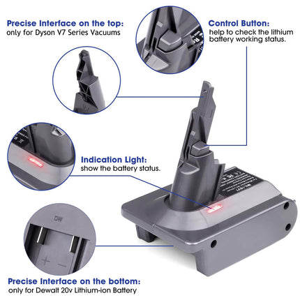 For Dyson V7 Battery Adapter For Dewalt 20V Battery Convert To For Dyson Sv11 V7 Animal Cordless Stick Vacuum Cleaner Handheld Vacuum Converter Only Dw20V7 Adapter