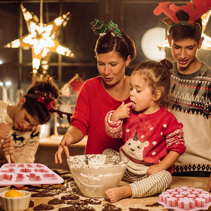 3 Pack Christmas Silicone Molds, 44-Cavity Snowflake Snowman Gingerbread Chocolate Mold Christmas Tree Santa Claus Candy Molds for Baking Gloves Elk Socks Bells Santa Hat Claus Holiday Mold