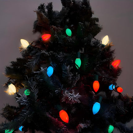 25 Pack C7 Led Multicolor Christmas Replacement Light Bulbs for Outdoor String Lights, E12 Candelabra Base Bulbs, 0.6W Energy-Efficient LED Bulbs, C7 Shatterproof Led Night Lights Candles Bulb