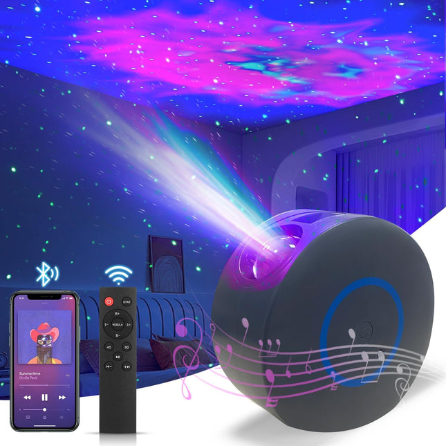 Star Projector Galaxy Light Projector - 3 in 1 Galaxy Projector with Bluetooth Speaker, Light Projector for Bedroom with Remote and Timer, Kids Room Decor for Christmas, Birthdays (5.98inch Grey)