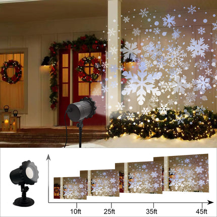 Christmas Snowflake Projector Lights Outdoor - Weatherproof LED Snowfall Projection, Landscape Decorative Light for Xmas & Halloween Holiday Party, Garden, Home & Wedding Indoor Decorations